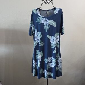 Floral Print Blue Dress
